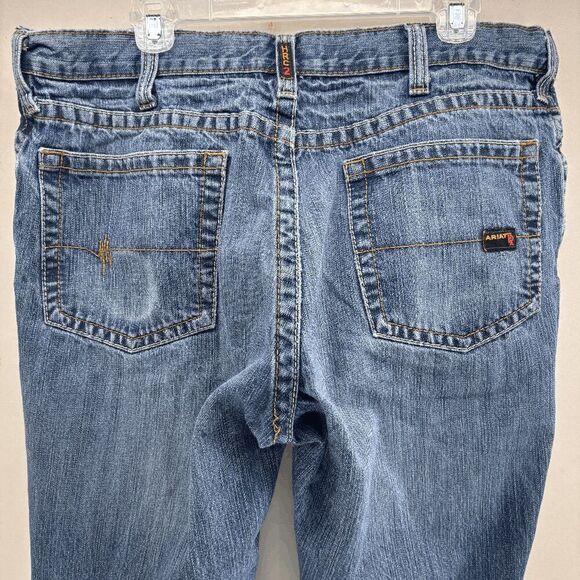 Ariat Mens Work FR Low Rise M4 Boot Cut Denim Blue Jeans Size 38 x 36 Work Jeans - Picture 1 of 10